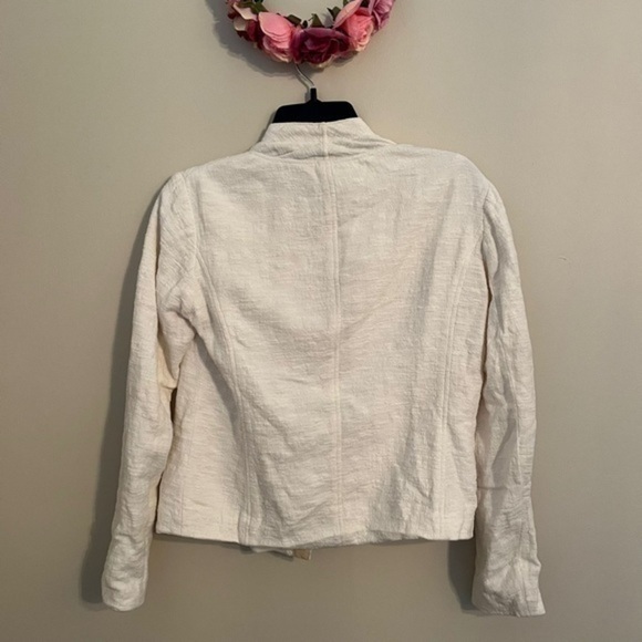 Vince White Frise Cotton Asymmetrical Zip Moto Jacket - Picture 7 of 10